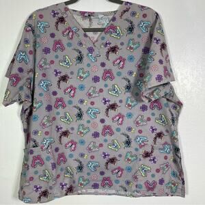 Scrub Elements, Cute Butterflies Scrub Top. Similar to a 1X. Excellent condition